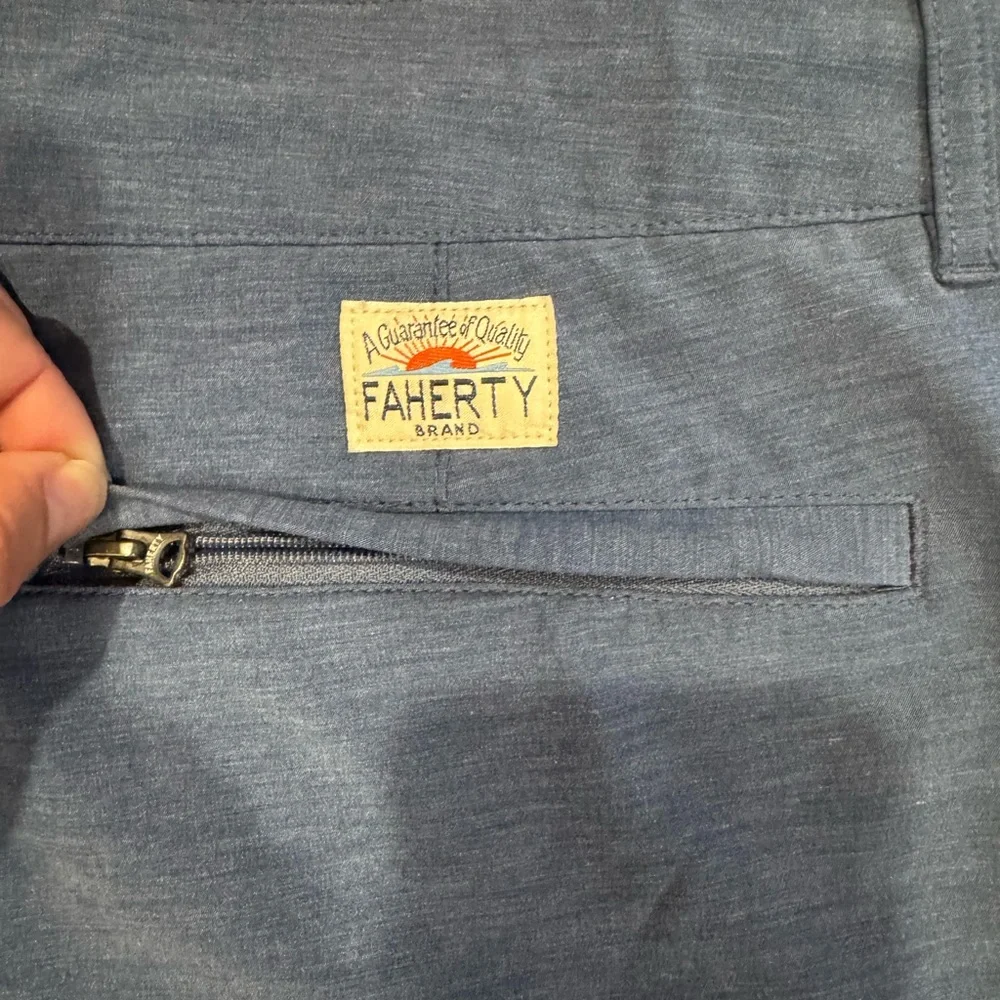 Faherty All Day Shorts Mens Size 42 Blue Zip Fly Drawstring Casual 8”